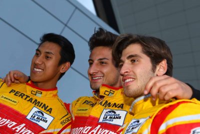 Sean Gelael, Mitch Evans dan Antonio Giovinazzi di Silverstone. (seangp) 