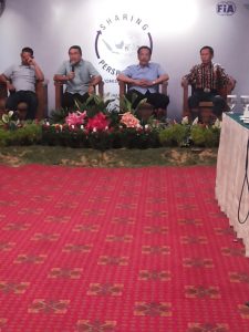 Ketua Umum PP IMI Sadikin Aksa memberikan keterangan kepada media usai menutup worhshop IMI di Jakarta, Rabu.  (arl)  