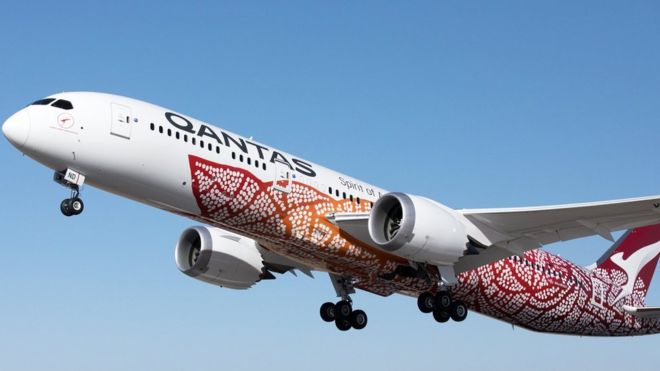 Qantas 787-9 Dreamliner memiliki jangkauan yang lebih jauh dari pendahulunya. (Foto: EPA/BBC News)