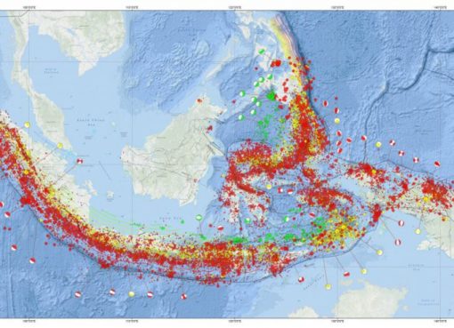 Peta tentang kemungkinan titik-titik gempa bumi di Indonesia. (Foto: BMKG)