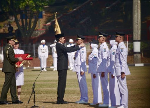 Presiden Jokowi saat menyampaikan penghargaan. (Foto Humas Kemendagri)