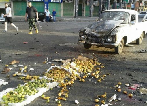 Salahsatu kendaraan bak terbuka yang ikut menjadi korban dalam bom bunuh diri di kota Sweida, Suriah selatan. (File foto: AFP/Arab News)