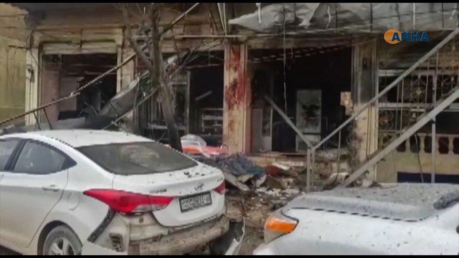 Lokasi terjadinya ledakan di kota Manbij, Suriah utara. (AFP dari video Hawar News Agency/Arab News)