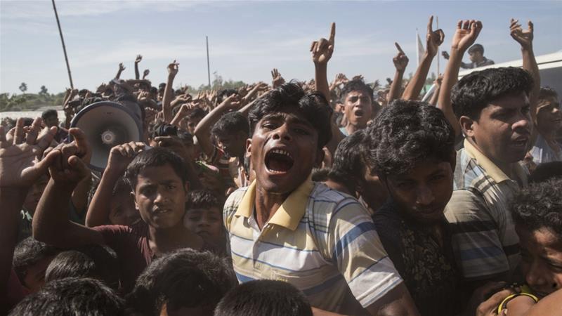 Warga Rohingya dalam suatu aksi unjuk-rasa.(Foto File Al Jazeera)