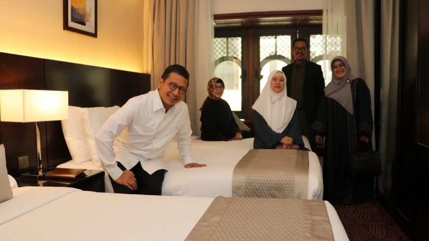Menag Lukman Hakim Saifuddin ketika meninjau hotel untuk jamaah haji di Madinah.(Foto:: kemenag.go.id)