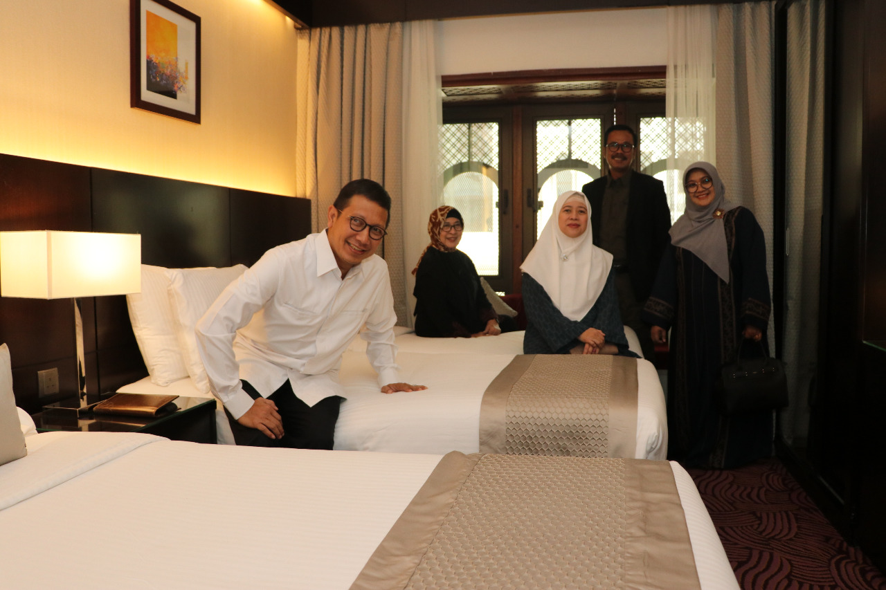 Menag Lukman Hakim Saifuddin ketika meninjau hotel untuk jamaah haji di Madinah.(Foto:: kemenag.go.id)
