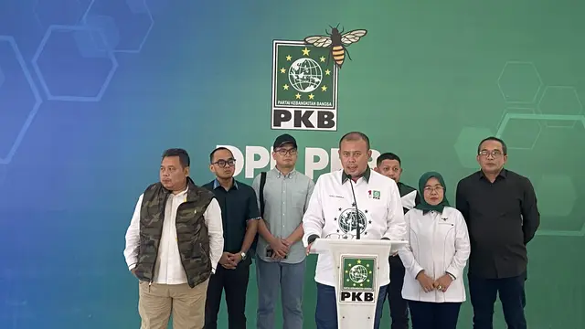 Ketua Fraksi PKB DPR RI Cucun Ahmad Sjamsurijal saat jumpa pres terkait Harlah PKB di Kantor DPP, Jakarta, Kamis, (20/7/2023).
