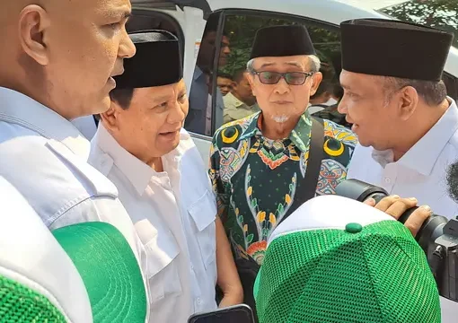 Ketua Umum Gerindra Prabowo Subianto Menghadiri Undangan Milad ke-25 Partai Bulan dan Bintang (PBB) di ICE BSD, Tangerang, Minggu (30/7/2023).