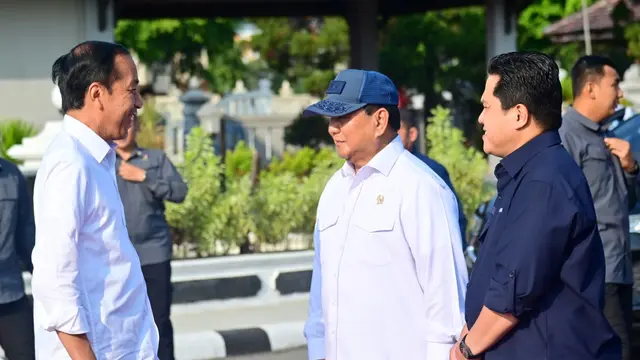Presiden Jokowi, Prabowo dan Erick Thohir.
