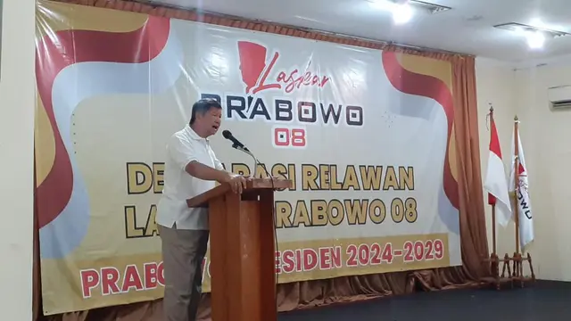 Wakil Ketua Dewan Pembina Partai Gerindra Hashim Djojohadikusumo menghadiri giat deklarasi Laskar Prabowo 08 di Gedung Djoeang, Menteng, Jakarta Pusat, Kamis 15 Juni 2023.
