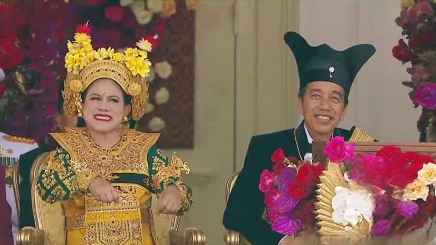 Ibu Negara Iriana Jokowi asyik berjoget tarian Gemu Fa Mi Re saat HUT RI ke-78.