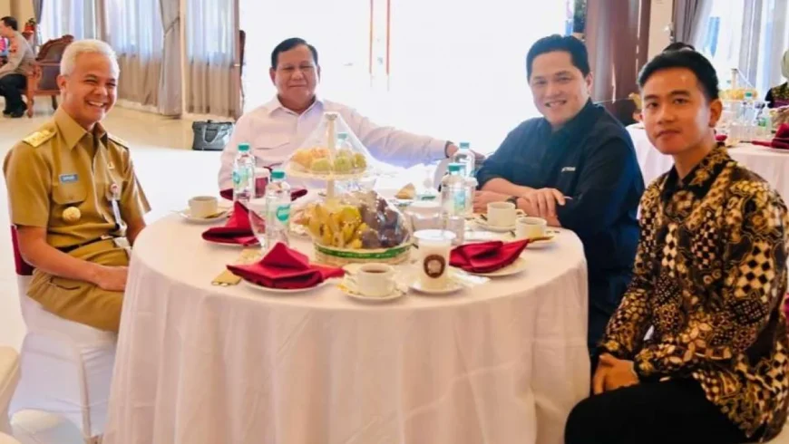 Ganjar Pranowo, Prabowo Subianto, Erik Thohir dan Gibran Rakabuming.