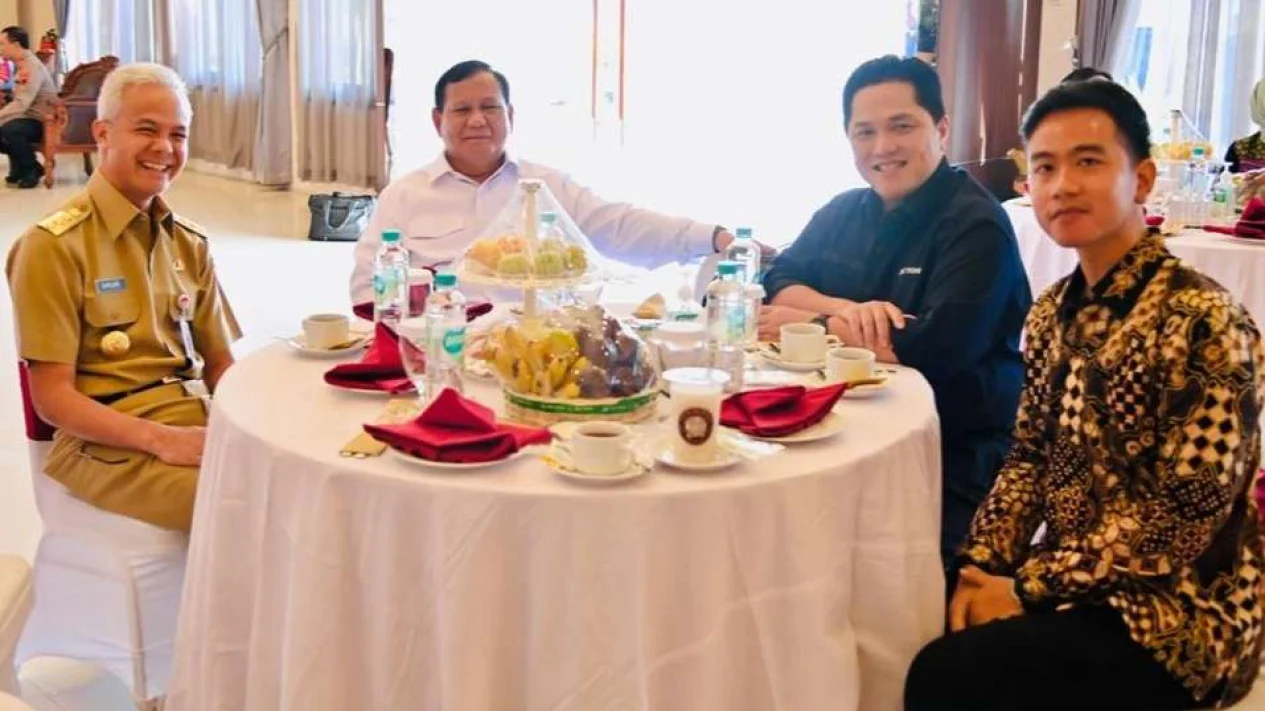 Ganjar Pranowo, Prabowo Subianto, Erik Thohir dan Gibran Rakabuming.