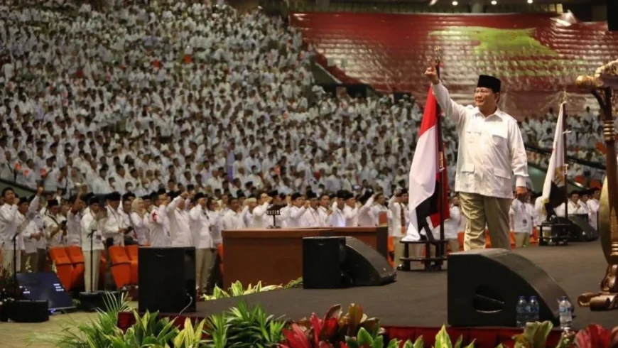 Ketum Gerindra Prabowo Subianto saat acara Rapimnas.