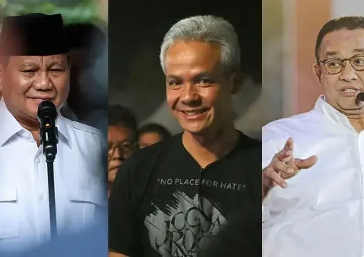 3 Tokoh yang menyatakan bakal maju menjadi calon presiden pada Pemilu 2024, Prabowo Subianto, Ganjar Pranowo dan Anies Baswedan.