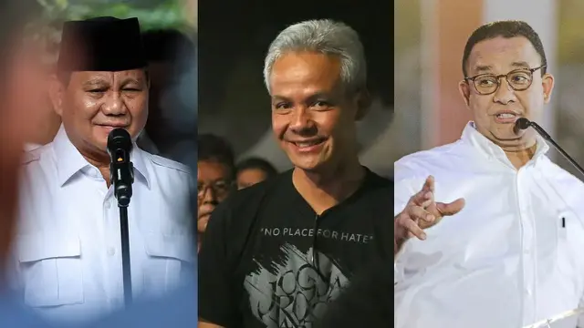 3 Tokoh yang menyatakan bakal maju menjadi calon presiden pada Pemilu 2024, Prabowo Subianto, Ganjar Pranowo dan Anies Baswedan.
