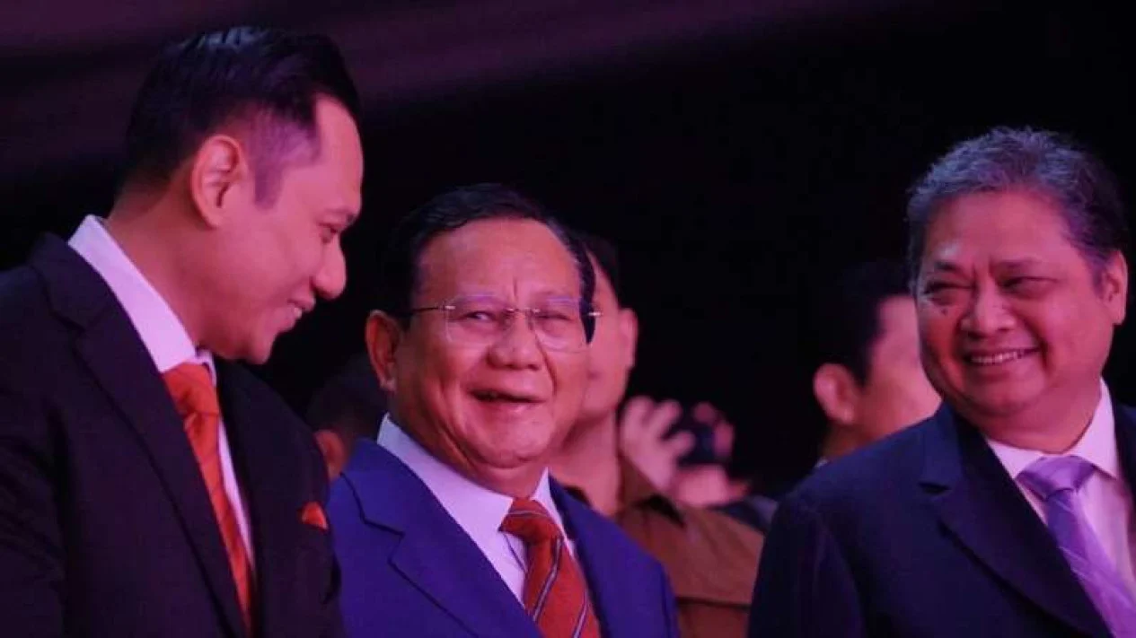 Menhan Prabowo bersama AHY dan Airlangga.