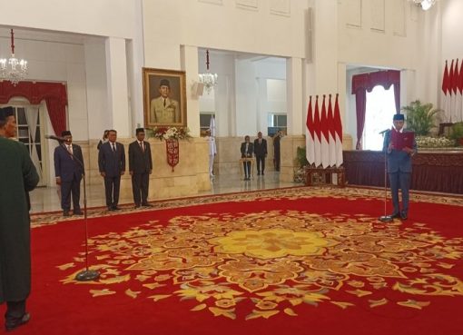 Menteri Pertanian (Mentan) Amran Sulaiman saat pelantikan di Istana Negara, Jakarta, Rabu (25/10/2023)