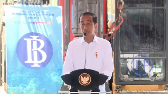 Presiden Jokowi groundbreaking Bank Indonesia (BI) di IKN Nusantara.