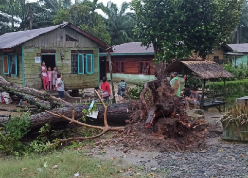 Rumah rusak dihajar angin.