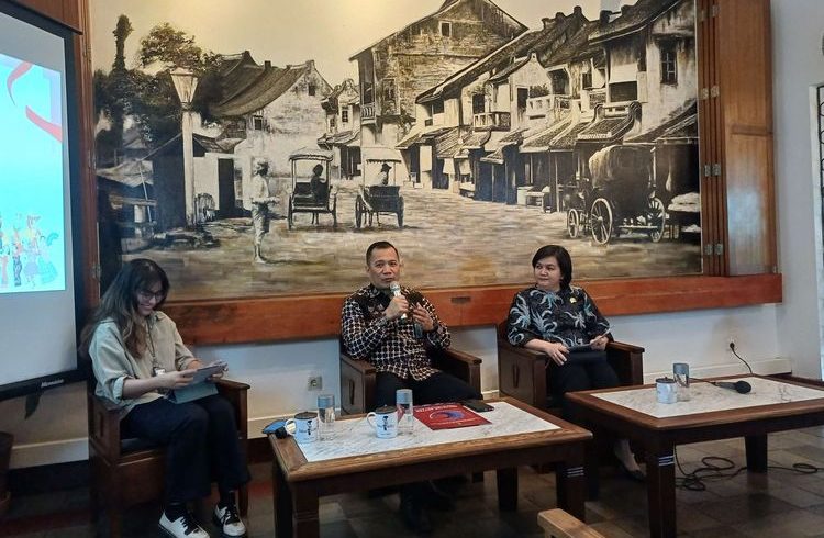 Direktur Jenderal HAM Dhahana Putra dalam konferensi pers pra acara peringatan Hari HAM Dunia di Cikini, Jakarta Pusat, Selasa (5/12/2023).
